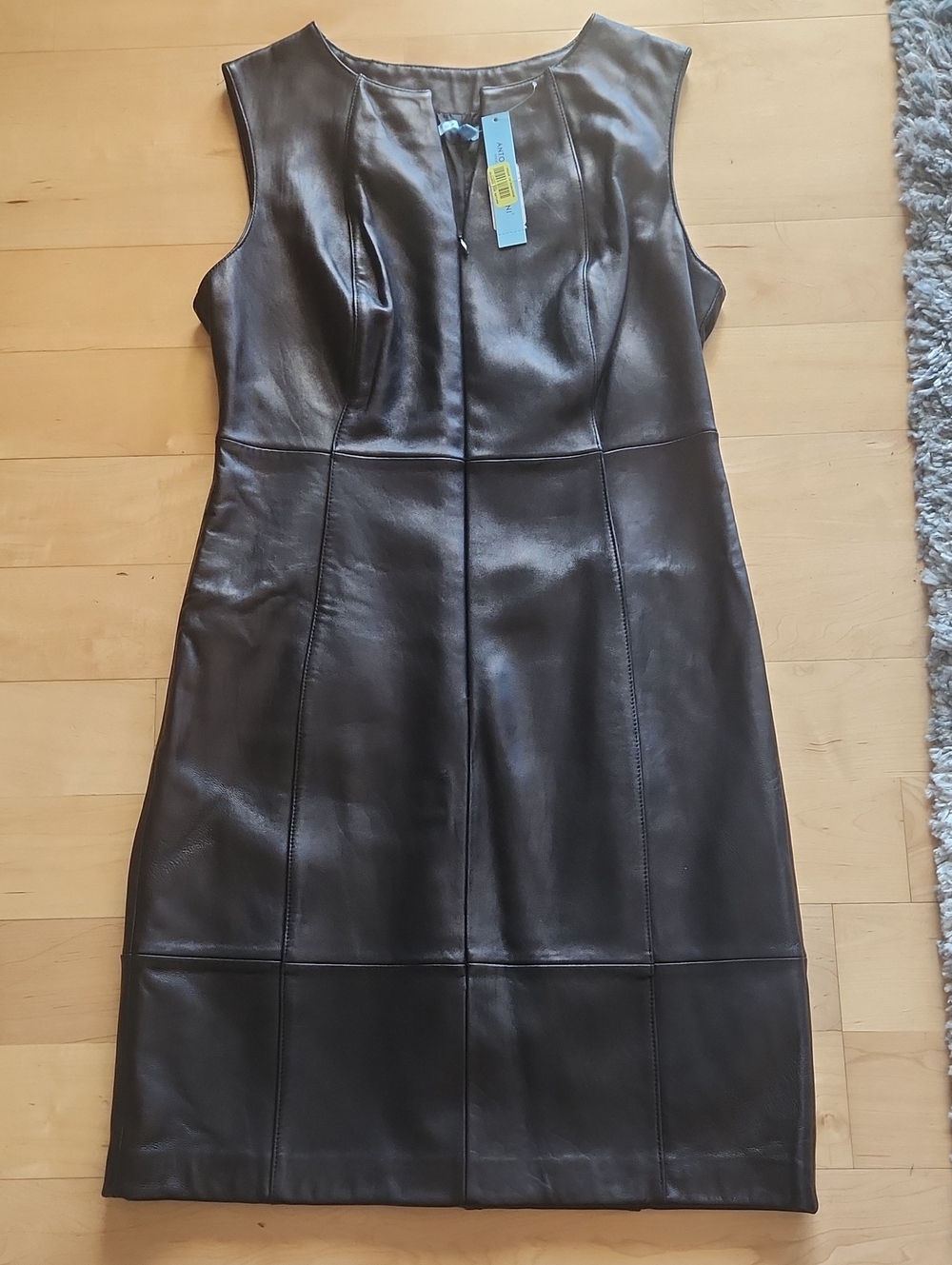 Sleeveless Antonio Melani Leather Sheath Dress - Black NWT front zip